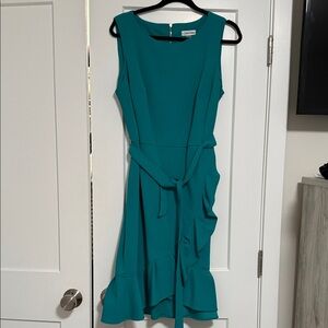Calvin Klein Teal Midi Dress with Belt